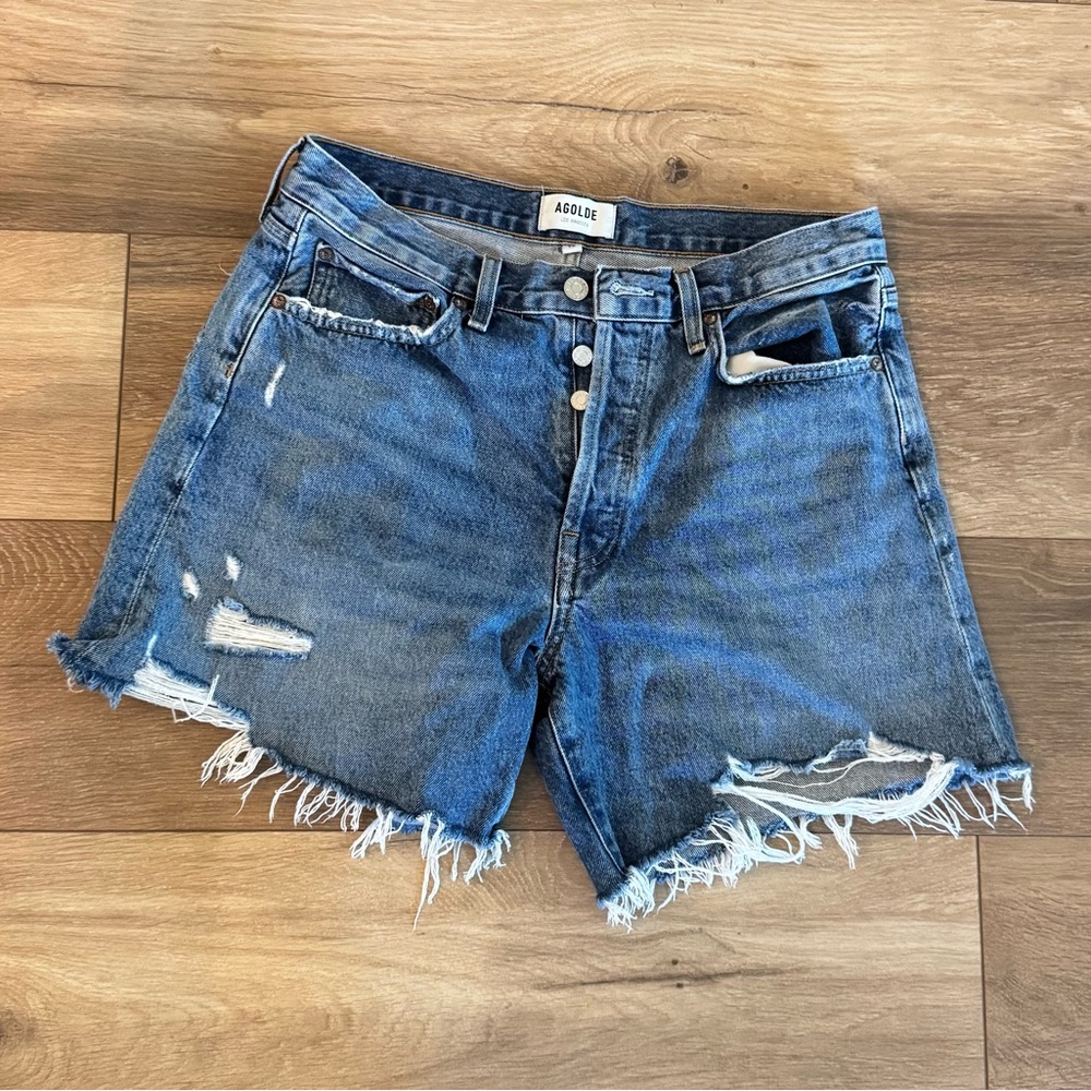 Agolde Parker Long Denim Shorts